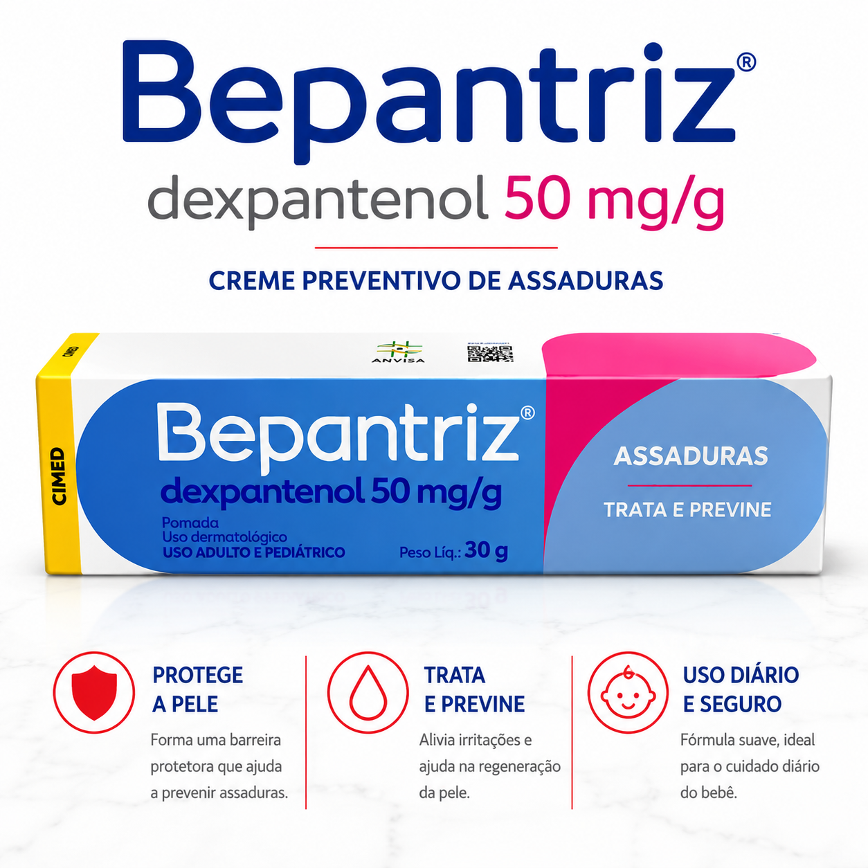 Bepantriz Dexpantenol 50 mg/g Creme Preventivo de Assaduras 30g